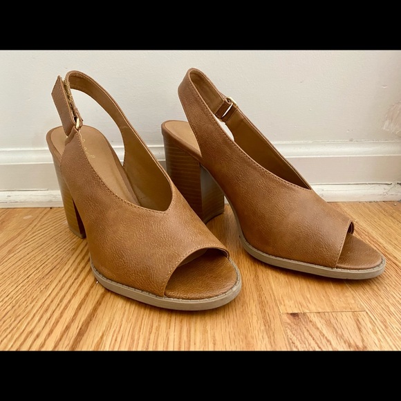 Qupid Shoes - Qupid | Slingback | Tan | Heeled Sandals